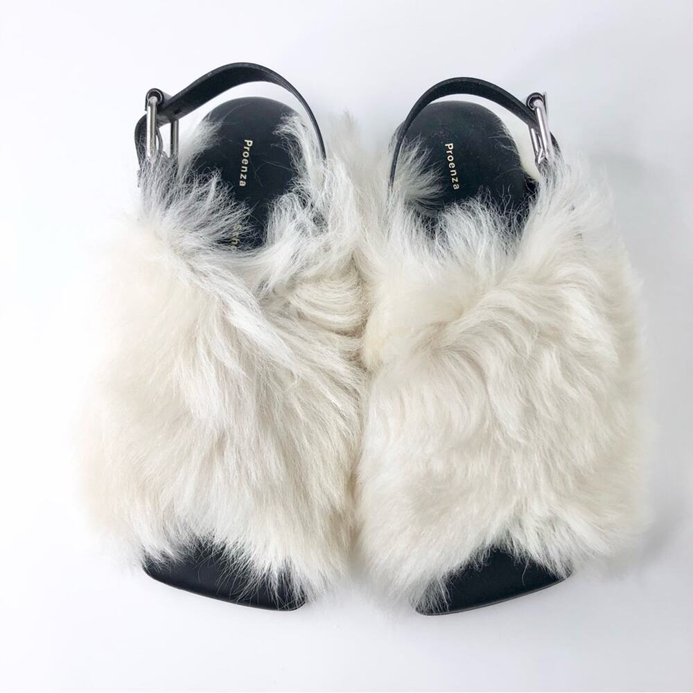 NIB Proenza Schouler Square Shearling Cream Lamb Fur Sandals Women’ 36 Shoes - Picture 1 of 11